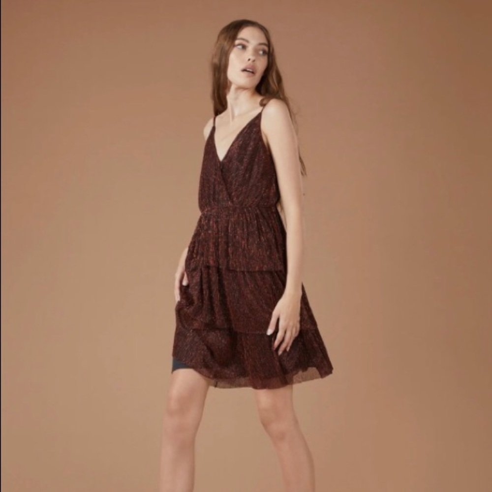 BCBG Metallic Ruffle Dress